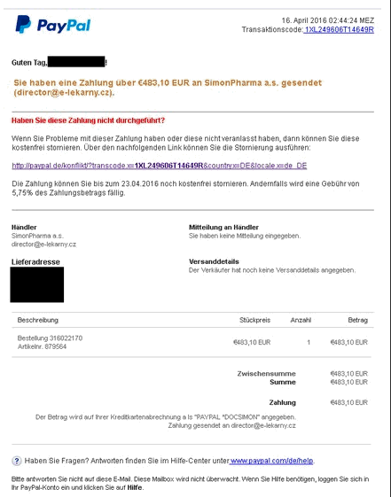 Image:Pishing Mail dank Verbraucherzentrale identifiziert